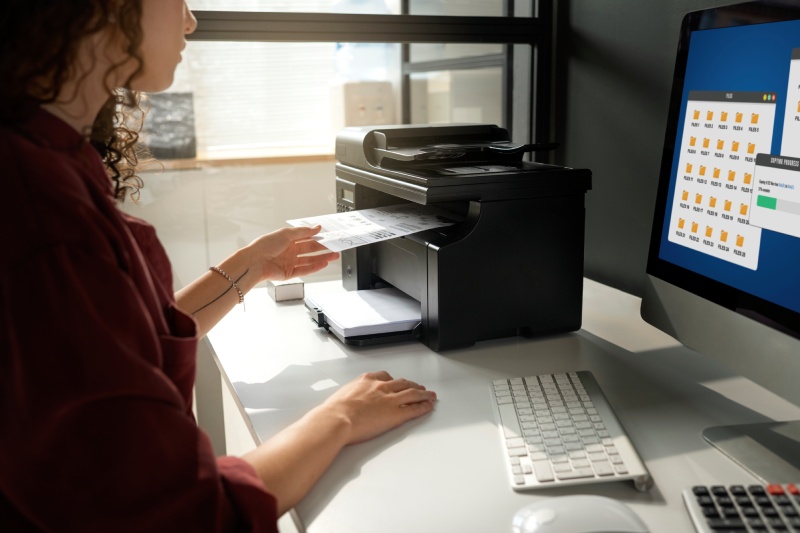 side-view-woman-working-with-printer